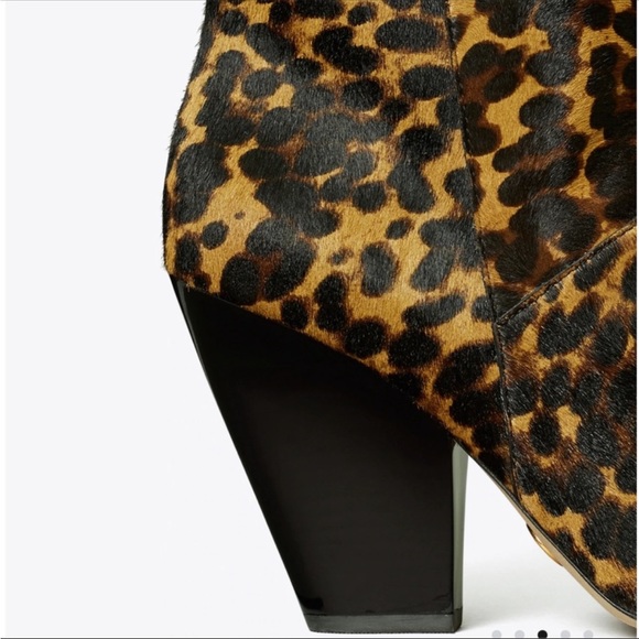 Tori Burch Lila Calf Hair Zip up Ankle Leopard Print Bootie - Picture 2 of 9